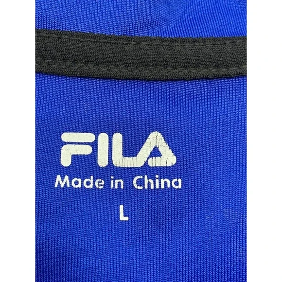 Fila Mens LS 1/4 Zip Pullover Golf/Track Athletic Jacket Royal Blue/Black‎ L